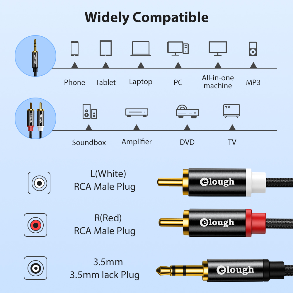 Elough RCA Cable AUX RCA Speak - Home Cinema Tv recension och pris
